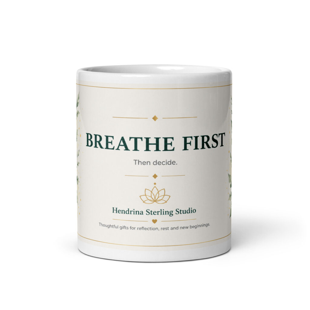 White Glossy Mug – Breathe First
