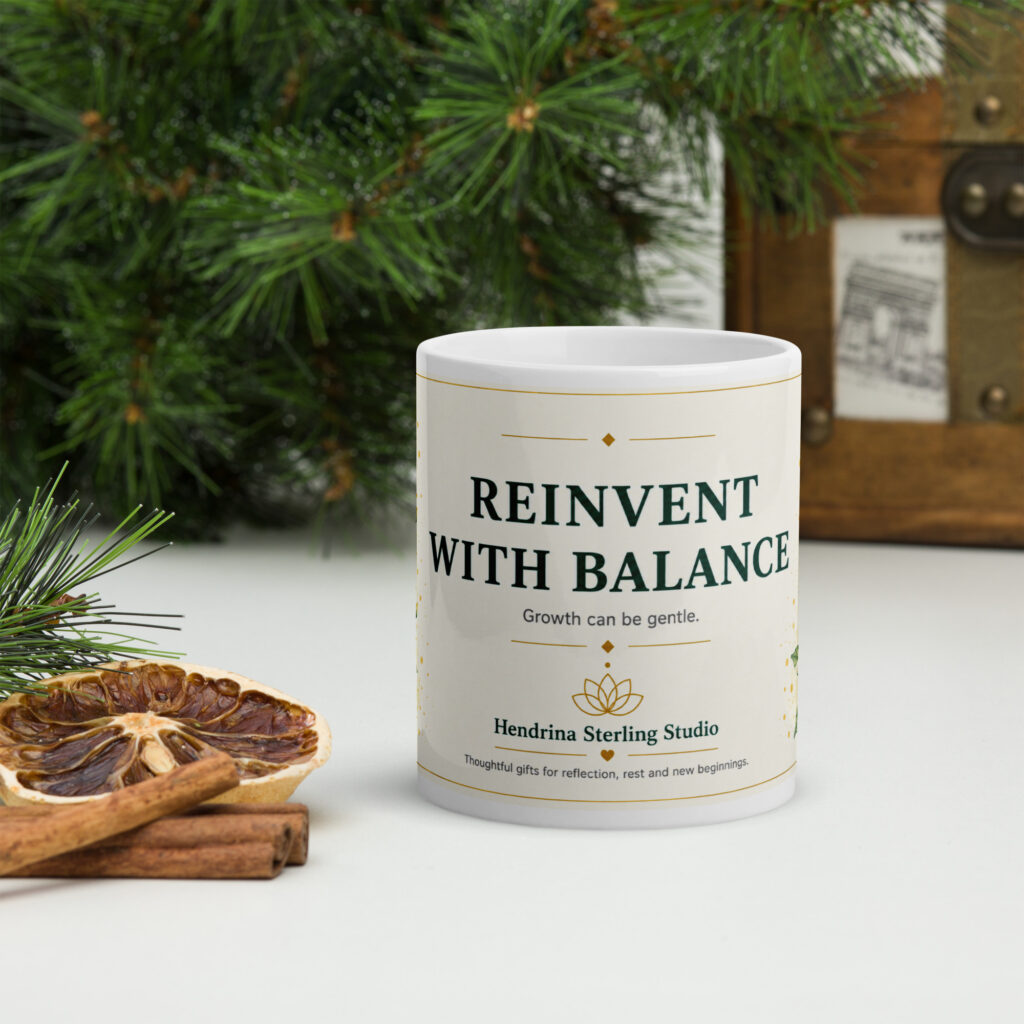 White Glossy Mug – Reinvent With Balance